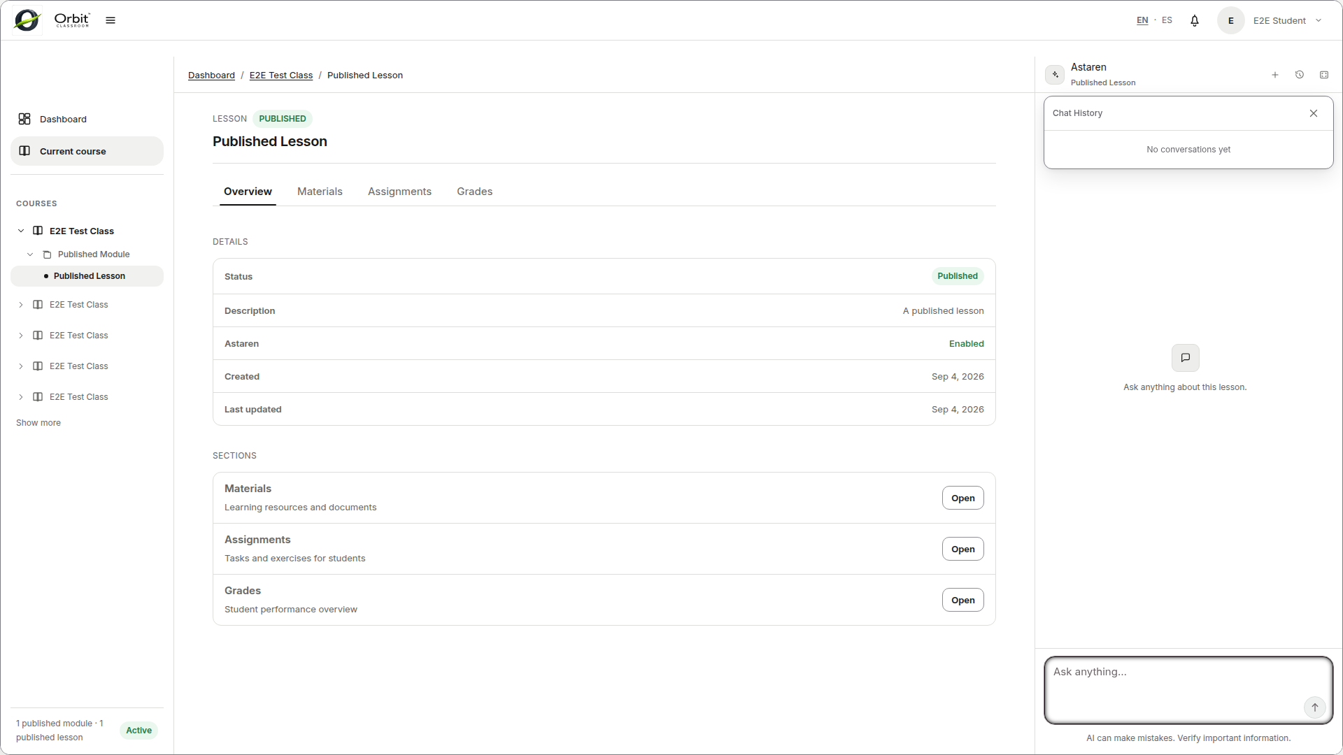 Historial y controles del chat